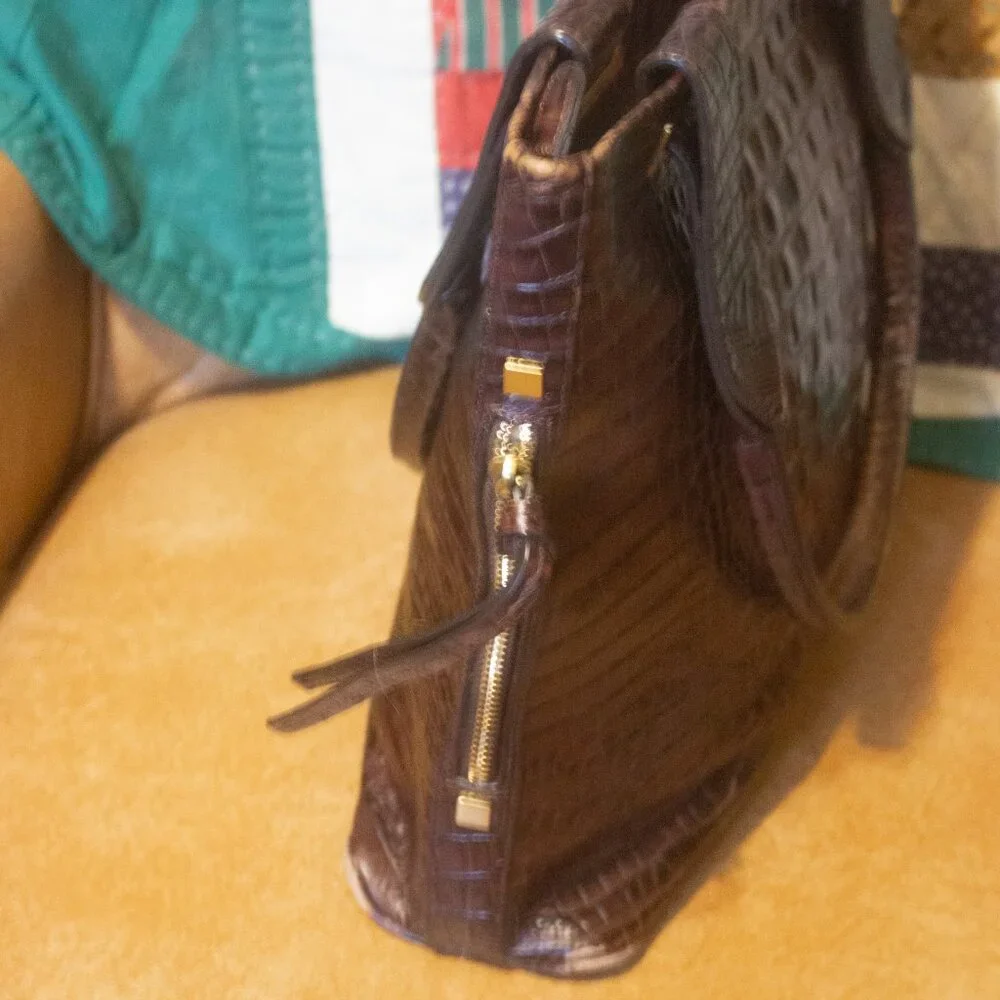 Brahmin Croc Embossed Leather Tote